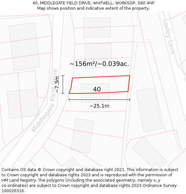 40, MIDDLEGATE FIELD DRIVE, WHITWELL, WORKSOP, S80 4NF: Plot and title map