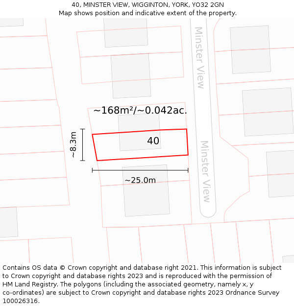 40, MINSTER VIEW, WIGGINTON, YORK, YO32 2GN: Plot and title map