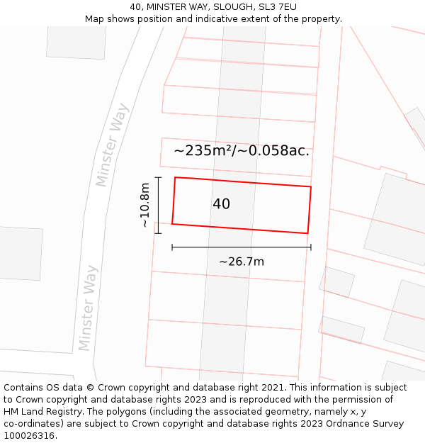 40, MINSTER WAY, SLOUGH, SL3 7EU: Plot and title map