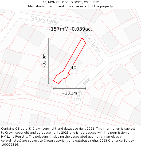 40, MONKS LODE, DIDCOT, OX11 7UY: Plot and title map
