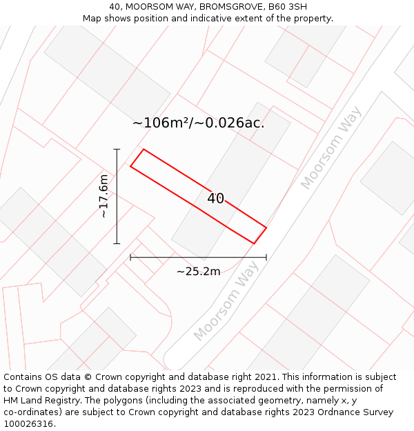 40, MOORSOM WAY, BROMSGROVE, B60 3SH: Plot and title map