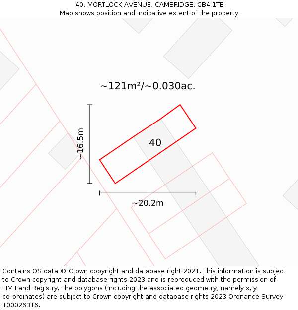 40, MORTLOCK AVENUE, CAMBRIDGE, CB4 1TE: Plot and title map