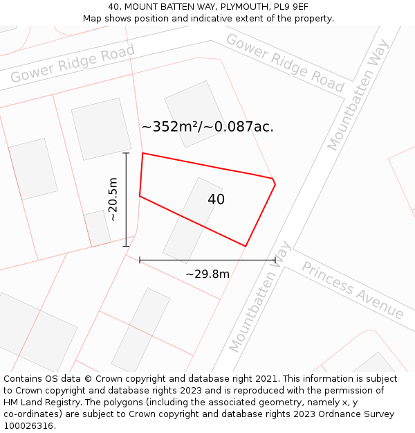 40, MOUNT BATTEN WAY, PLYMOUTH, PL9 9EF: Plot and title map