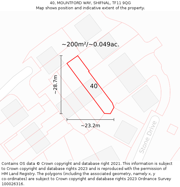 40, MOUNTFORD WAY, SHIFNAL, TF11 9QG: Plot and title map