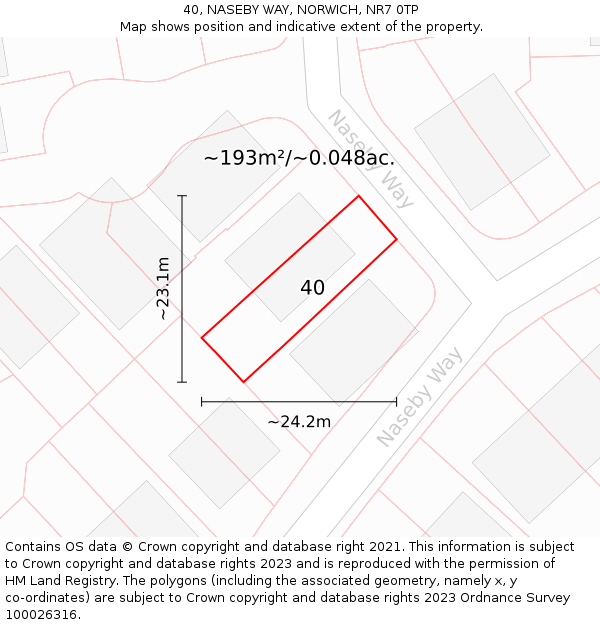 40, NASEBY WAY, NORWICH, NR7 0TP: Plot and title map