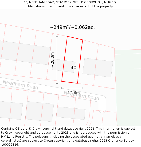 40, NEEDHAM ROAD, STANWICK, WELLINGBOROUGH, NN9 6QU: Plot and title map