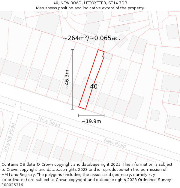 40, NEW ROAD, UTTOXETER, ST14 7DB: Plot and title map