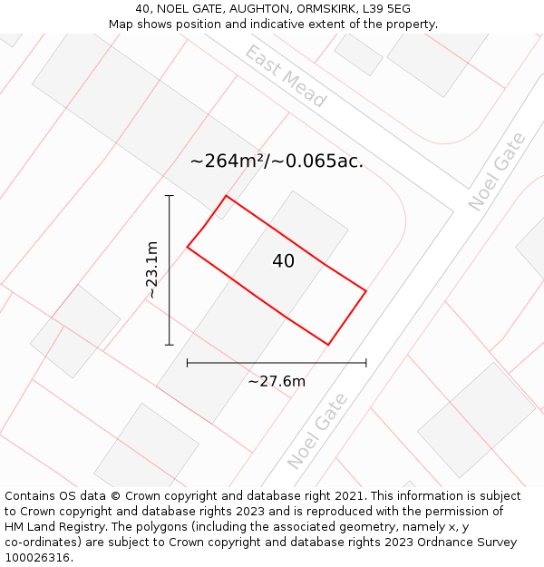 40, NOEL GATE, AUGHTON, ORMSKIRK, L39 5EG: Plot and title map
