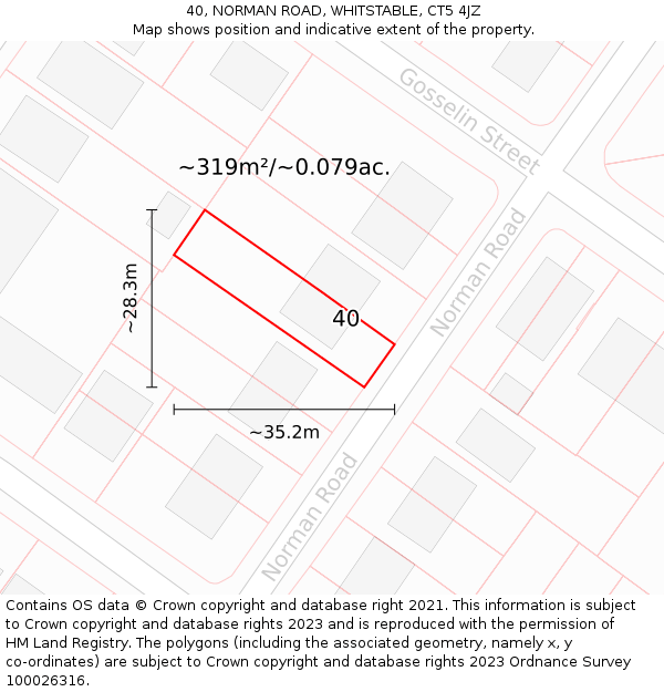 40, NORMAN ROAD, WHITSTABLE, CT5 4JZ: Plot and title map