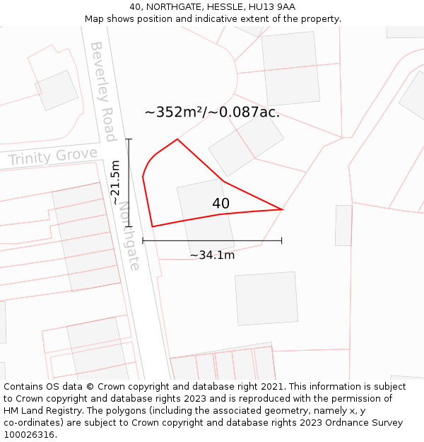 40, NORTHGATE, HESSLE, HU13 9AA: Plot and title map