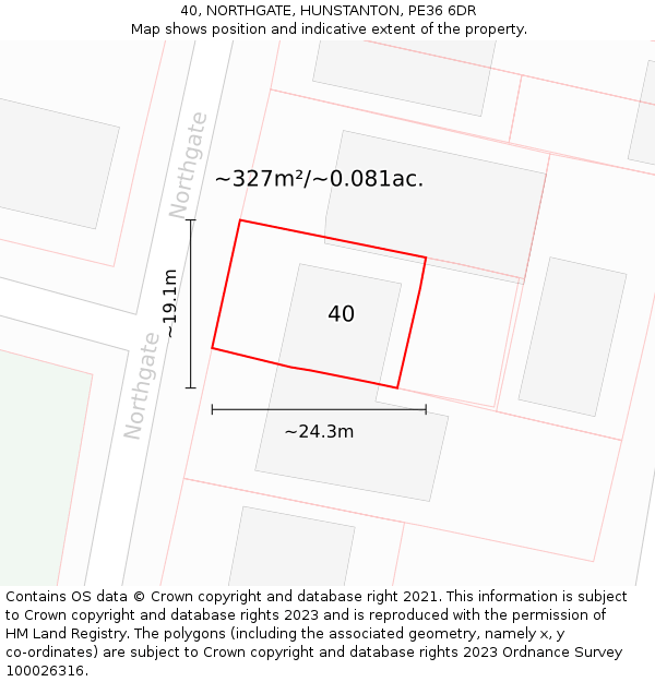 40, NORTHGATE, HUNSTANTON, PE36 6DR: Plot and title map