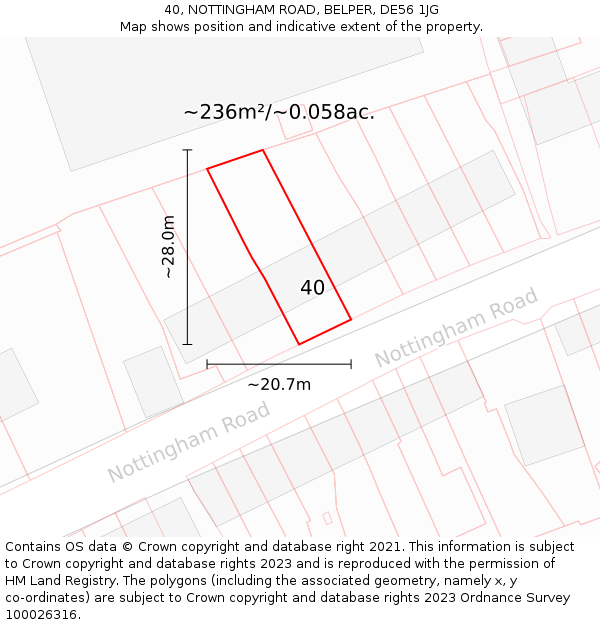 40, NOTTINGHAM ROAD, BELPER, DE56 1JG: Plot and title map