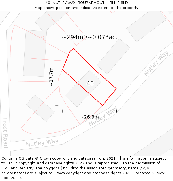 40, NUTLEY WAY, BOURNEMOUTH, BH11 8LD: Plot and title map