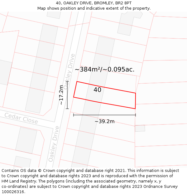 40, OAKLEY DRIVE, BROMLEY, BR2 8PT: Plot and title map