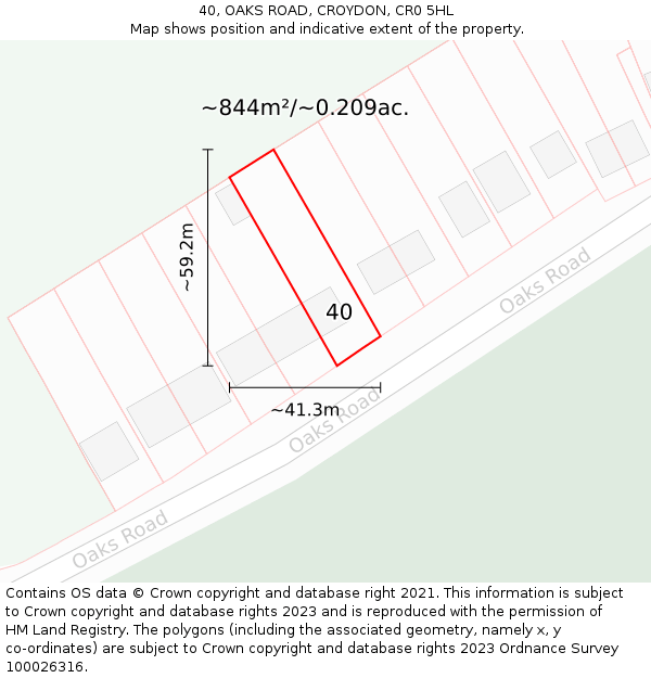 40, OAKS ROAD, CROYDON, CR0 5HL: Plot and title map