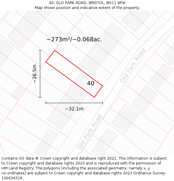40, OLD PARK ROAD, BRISTOL, BS11 9PW: Plot and title map