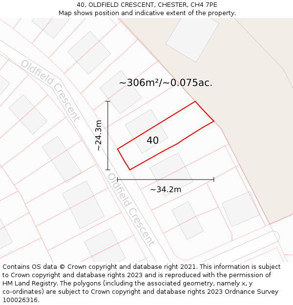 40, OLDFIELD CRESCENT, CHESTER, CH4 7PE: Plot and title map
