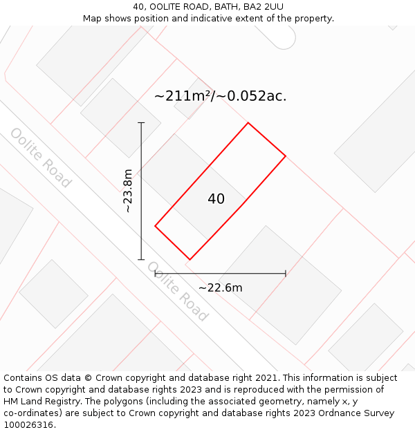 40, OOLITE ROAD, BATH, BA2 2UU: Plot and title map