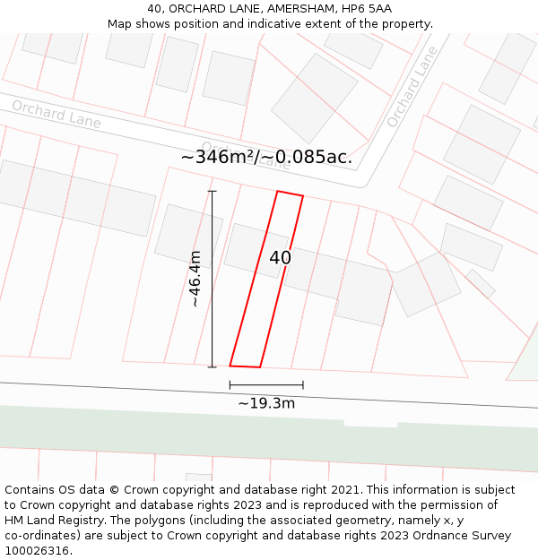 40, ORCHARD LANE, AMERSHAM, HP6 5AA: Plot and title map