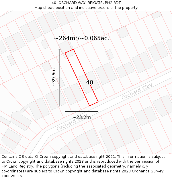 40, ORCHARD WAY, REIGATE, RH2 8DT: Plot and title map