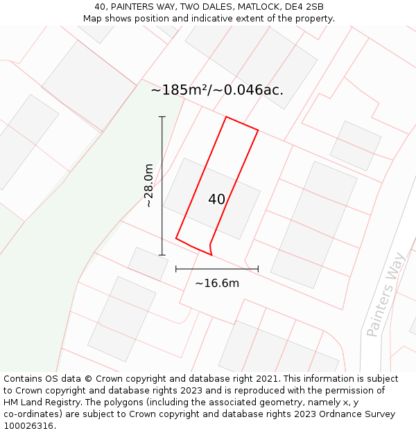 40, PAINTERS WAY, TWO DALES, MATLOCK, DE4 2SB: Plot and title map