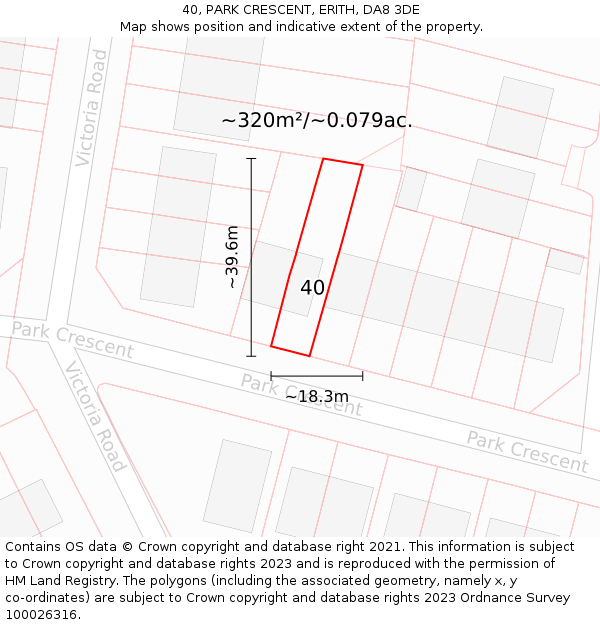40, PARK CRESCENT, ERITH, DA8 3DE: Plot and title map