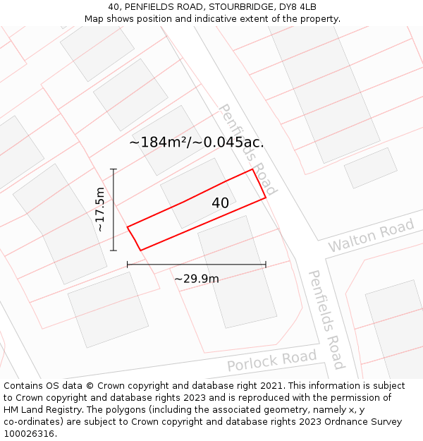 40, PENFIELDS ROAD, STOURBRIDGE, DY8 4LB: Plot and title map