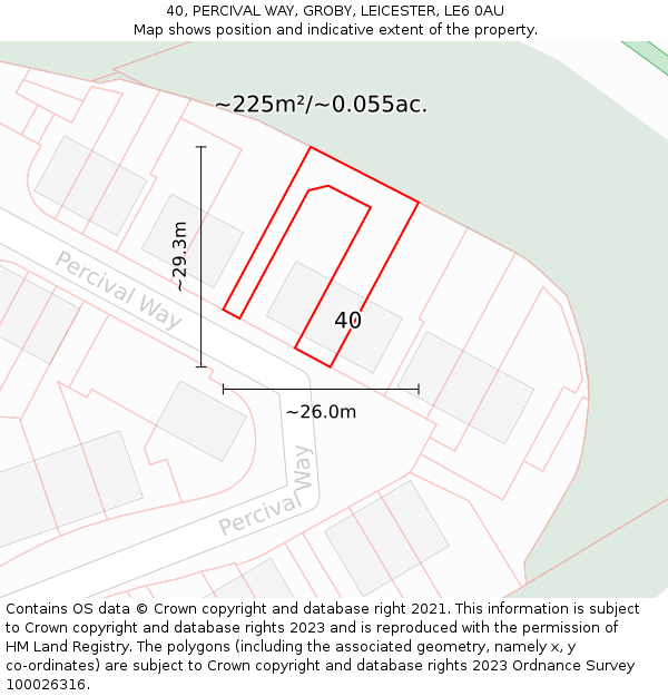 40, PERCIVAL WAY, GROBY, LEICESTER, LE6 0AU: Plot and title map