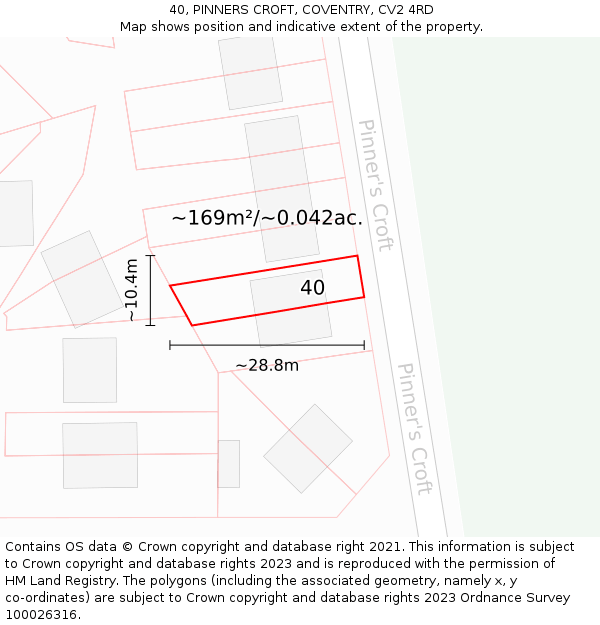 40, PINNERS CROFT, COVENTRY, CV2 4RD: Plot and title map