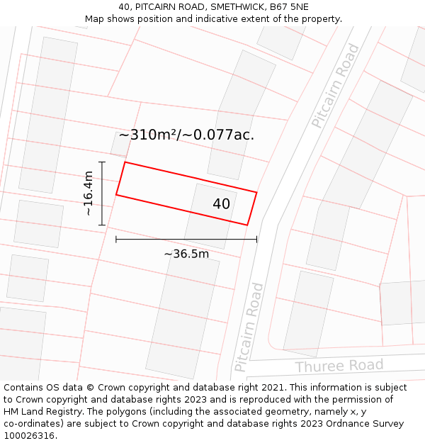 40, PITCAIRN ROAD, SMETHWICK, B67 5NE: Plot and title map