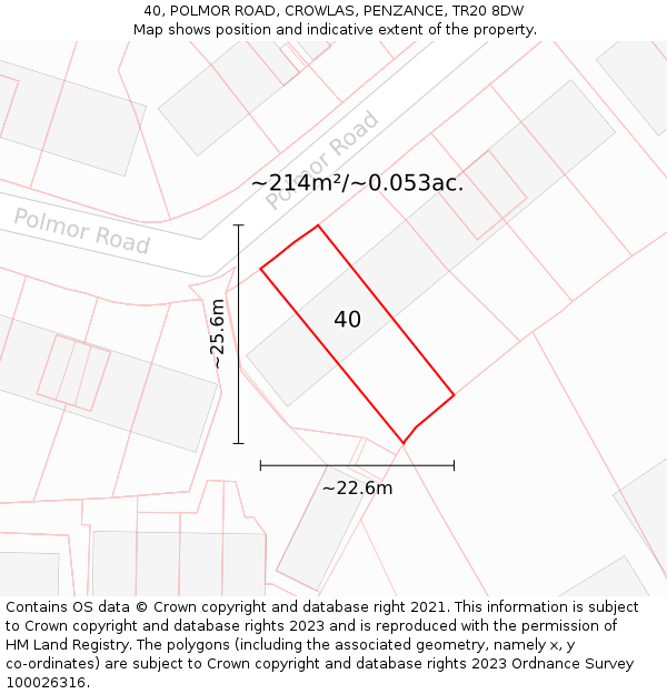 40, POLMOR ROAD, CROWLAS, PENZANCE, TR20 8DW: Plot and title map