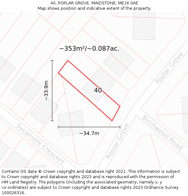40, POPLAR GROVE, MAIDSTONE, ME16 0AE: Plot and title map