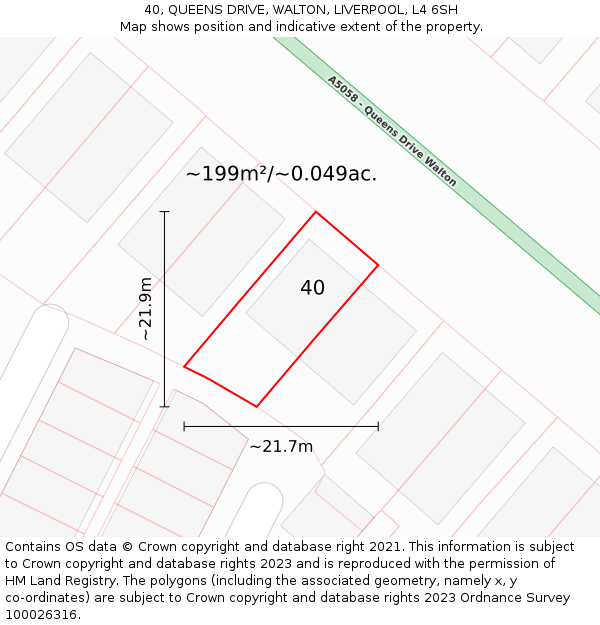 40, QUEENS DRIVE, WALTON, LIVERPOOL, L4 6SH: Plot and title map