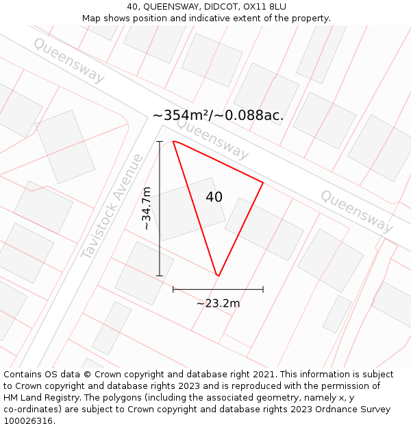 40, QUEENSWAY, DIDCOT, OX11 8LU: Plot and title map