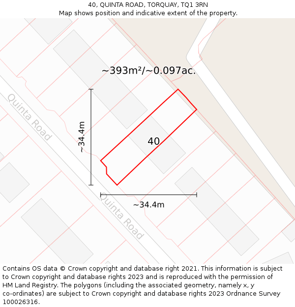 40, QUINTA ROAD, TORQUAY, TQ1 3RN: Plot and title map