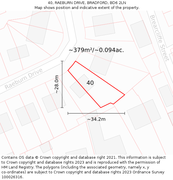 40, RAEBURN DRIVE, BRADFORD, BD6 2LN: Plot and title map