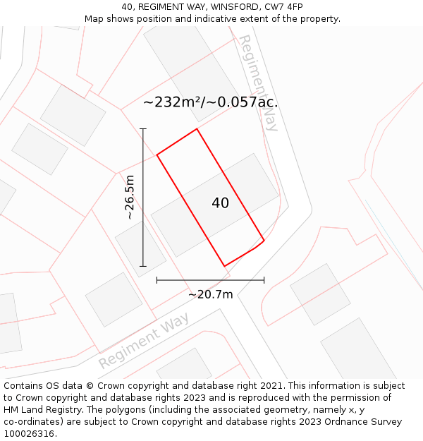 40, REGIMENT WAY, WINSFORD, CW7 4FP: Plot and title map