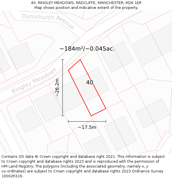 40, RINGLEY MEADOWS, RADCLIFFE, MANCHESTER, M26 1ER: Plot and title map