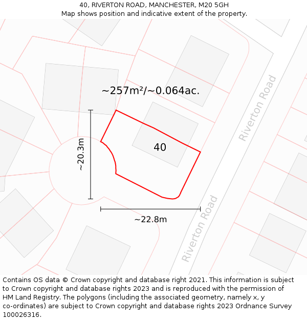 40, RIVERTON ROAD, MANCHESTER, M20 5GH: Plot and title map