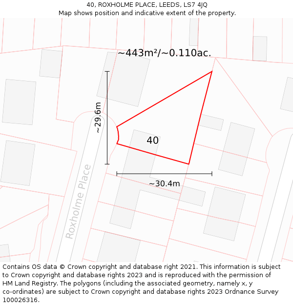 40, ROXHOLME PLACE, LEEDS, LS7 4JQ: Plot and title map