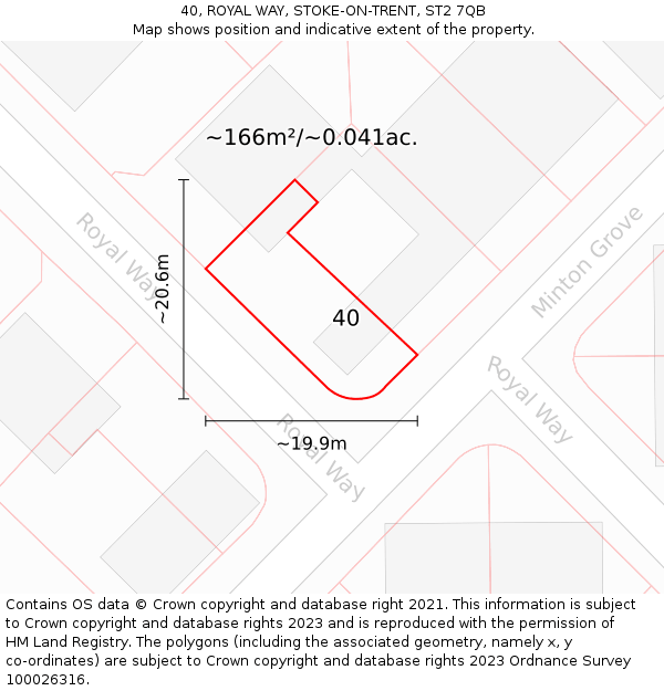 40, ROYAL WAY, STOKE-ON-TRENT, ST2 7QB: Plot and title map