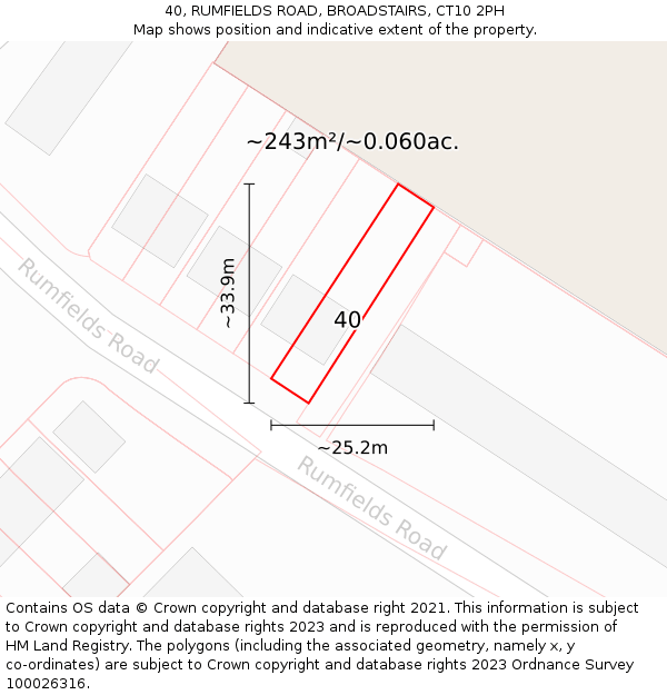 40, RUMFIELDS ROAD, BROADSTAIRS, CT10 2PH: Plot and title map