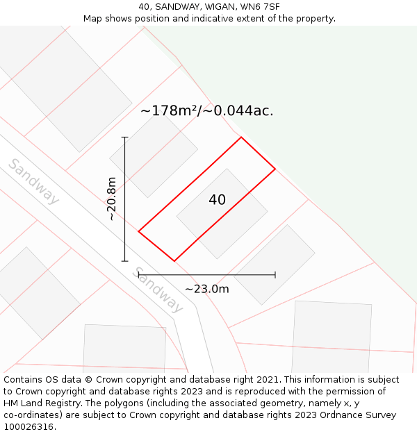 40, SANDWAY, WIGAN, WN6 7SF: Plot and title map