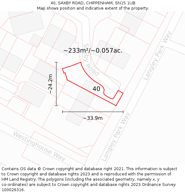 40, SAXBY ROAD, CHIPPENHAM, SN15 1UB: Plot and title map
