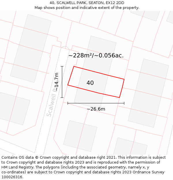 40, SCALWELL PARK, SEATON, EX12 2DD: Plot and title map