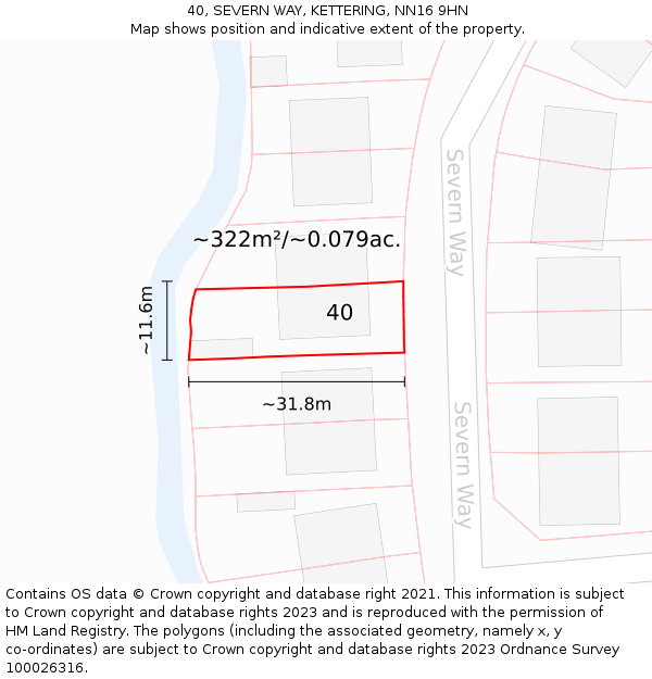 40, SEVERN WAY, KETTERING, NN16 9HN: Plot and title map