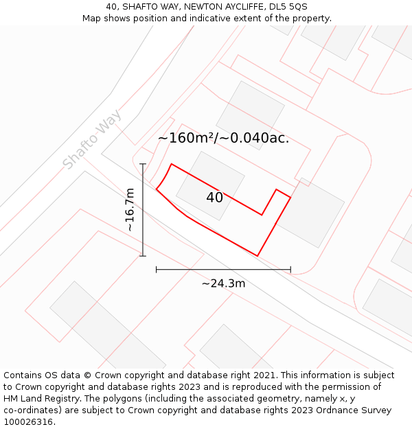 40, SHAFTO WAY, NEWTON AYCLIFFE, DL5 5QS: Plot and title map
