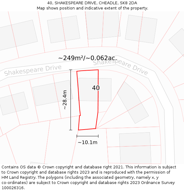 40, SHAKESPEARE DRIVE, CHEADLE, SK8 2DA: Plot and title map