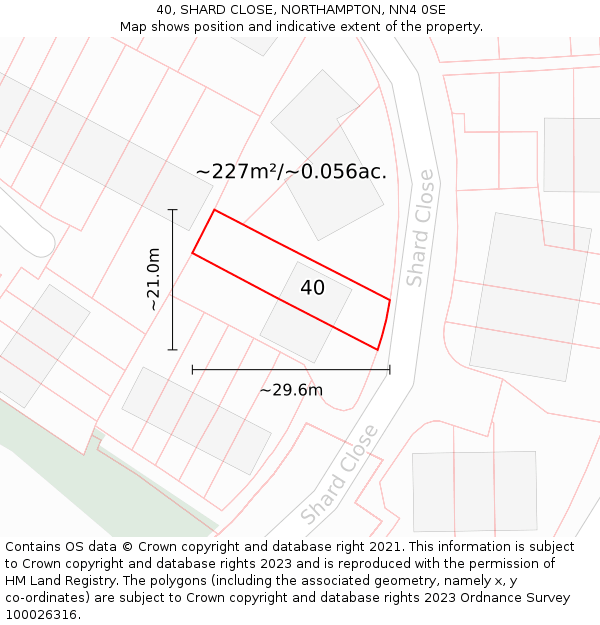 40, SHARD CLOSE, NORTHAMPTON, NN4 0SE: Plot and title map