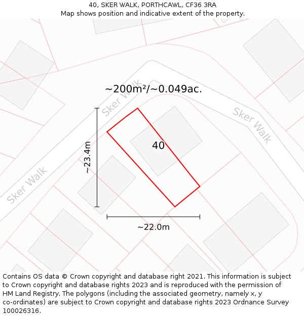 40, SKER WALK, PORTHCAWL, CF36 3RA: Plot and title map